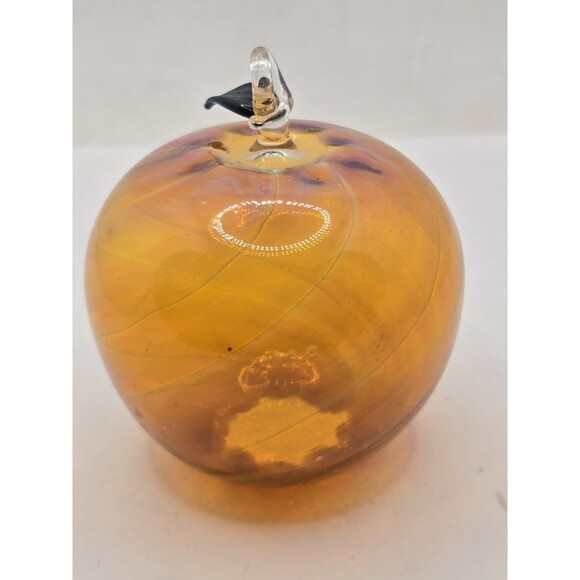 Hand Blown Glass Apple Blown Red Gold Art Sculpture Signed 2000 Vintage - Picture 3 of 8